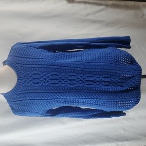Jeanne Pierre blue cable knit sweater in size XL